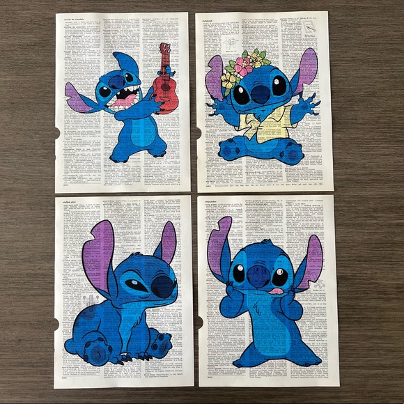Stitch Themed Dictionary Prints - Set of 4 - Picture 1 of 5